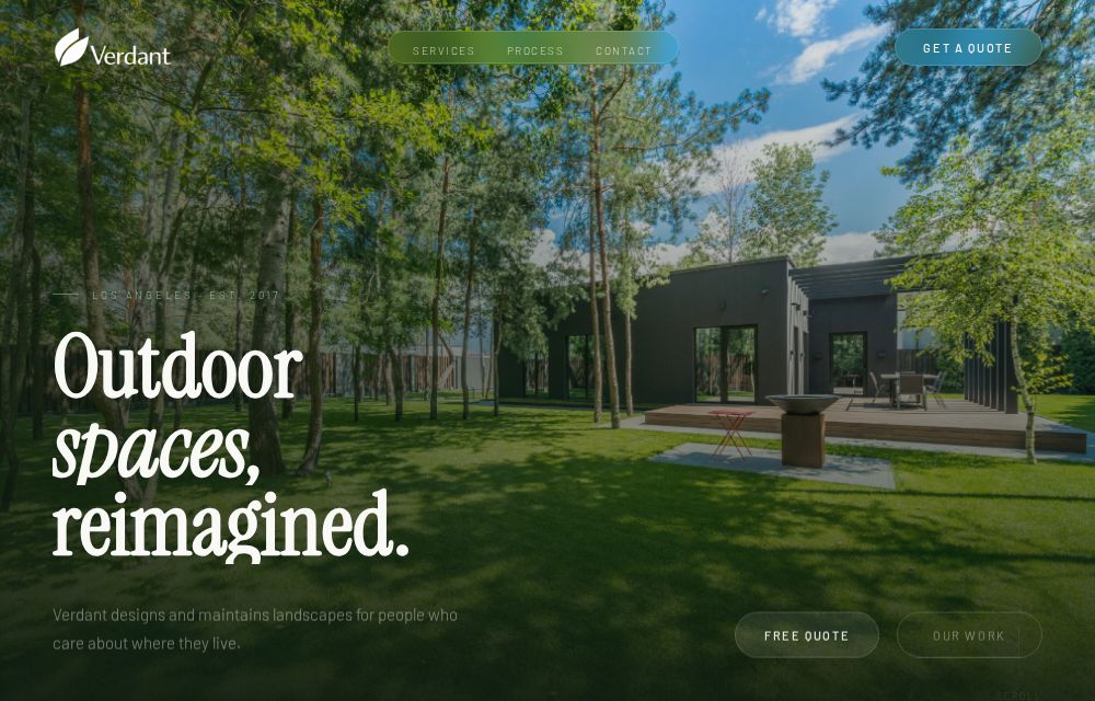 Verdant LA landscaping website homepage